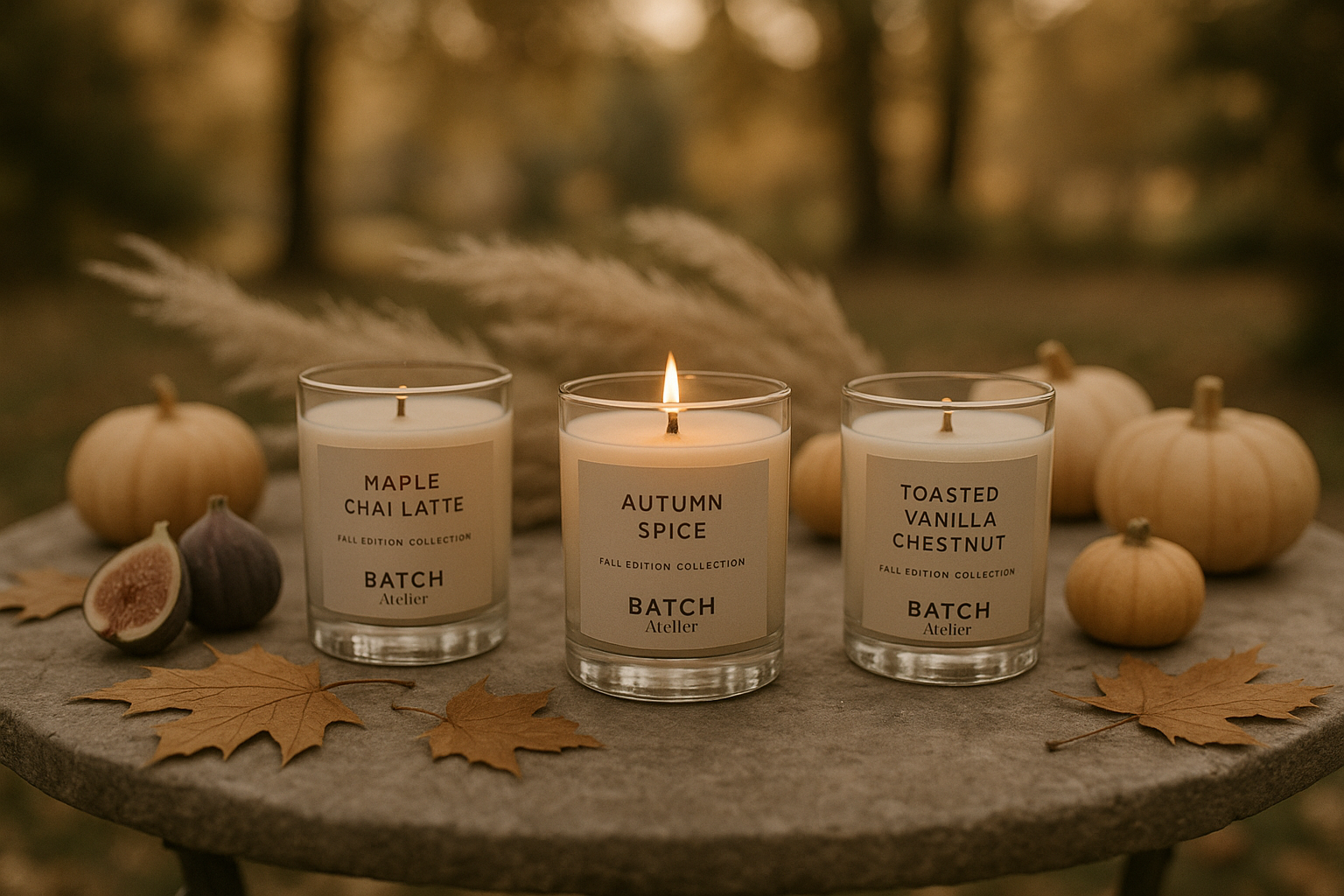 make the vessels a bit smaller and clear and add a few more pumpkins 